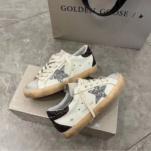 Golden Goose White Sneakers with Glittery Star